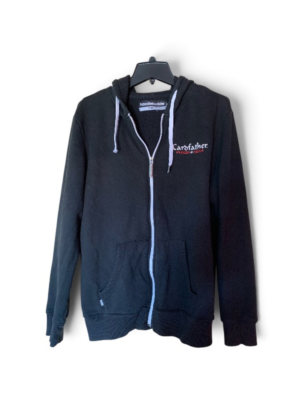 Black Full-Zip Hoodie with Contrast Trim